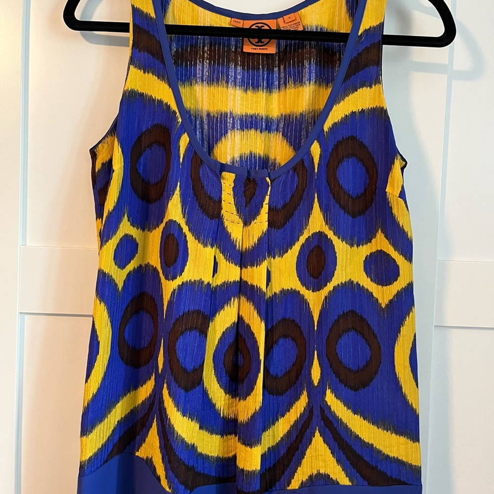 3 for $100! Tory Burch Blue and Yellow Sleeveless Tank Top